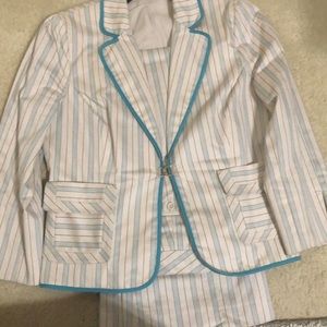 Express Design Studio stripe pant suit teal/cream